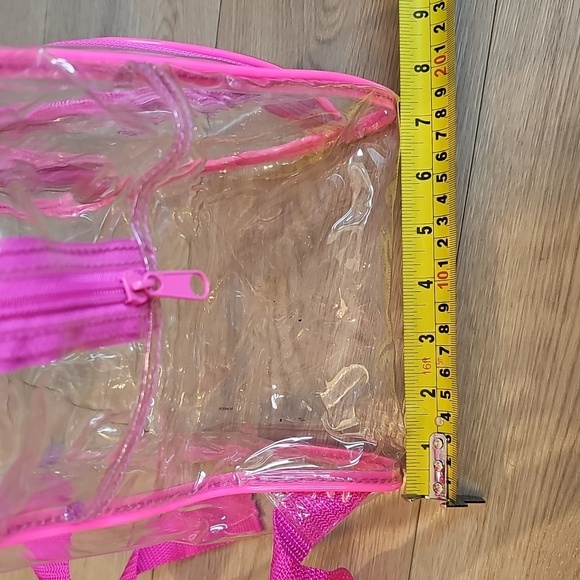 Barbie Clear Plastic Backpack With Pink Trim 10x14.5" - Picture 8 of 9